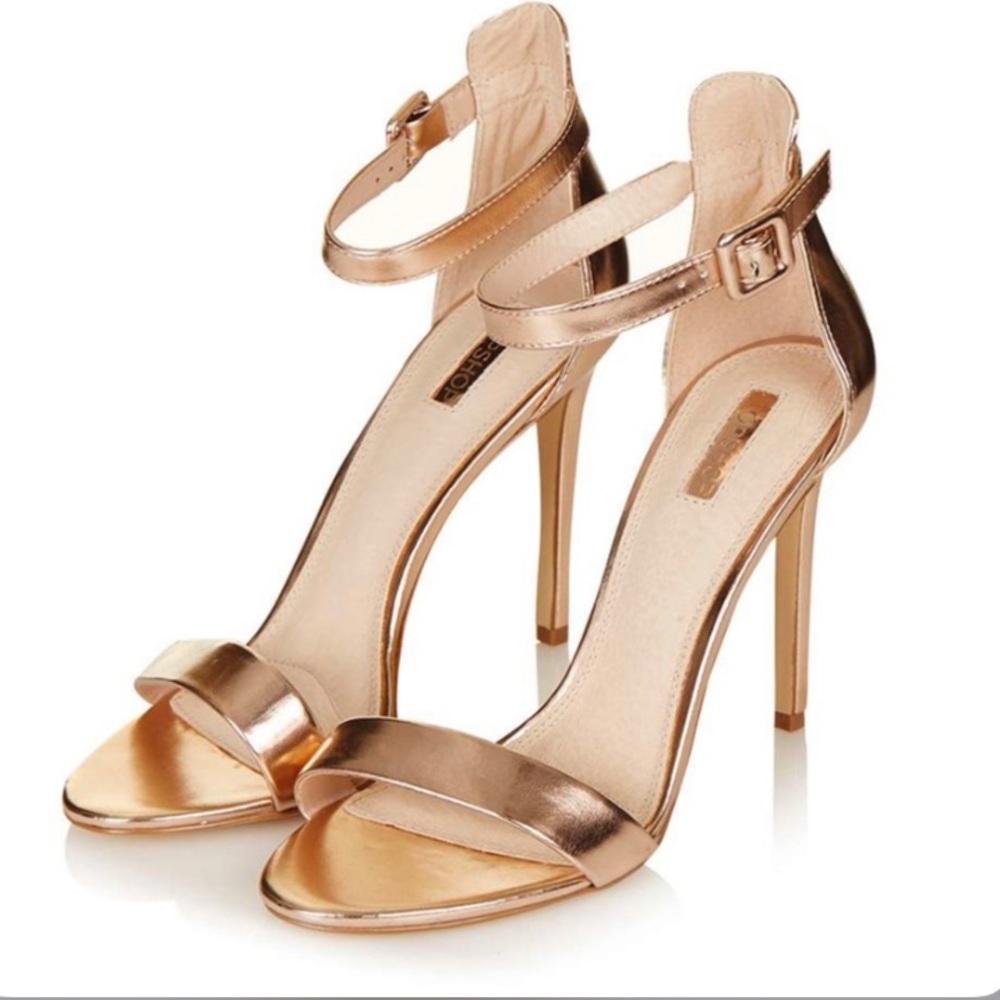 WORN ONLY ONCE TOPSHOP Two strap rose gold sandals